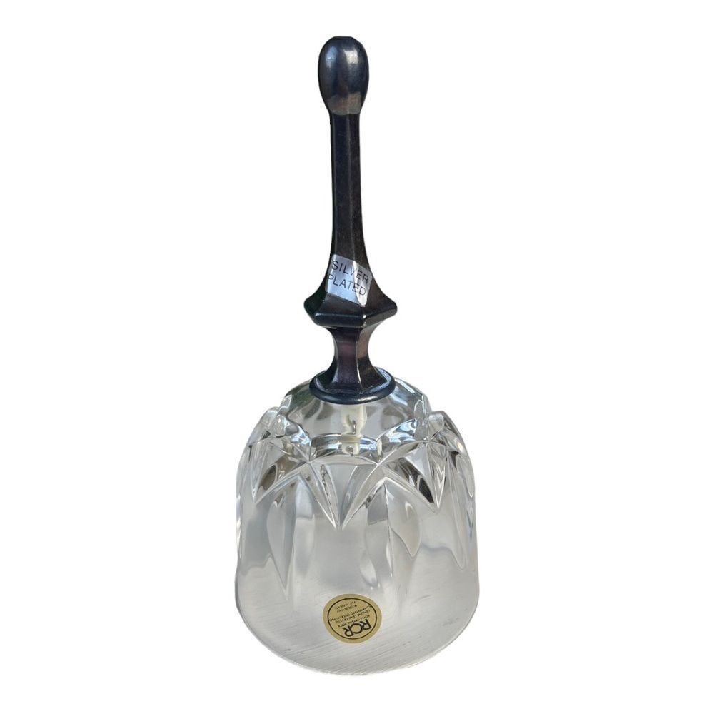 Vintage Royal Crystal Rock RCR Italy Lead Crystal Bell Silver Plated Handle EUC